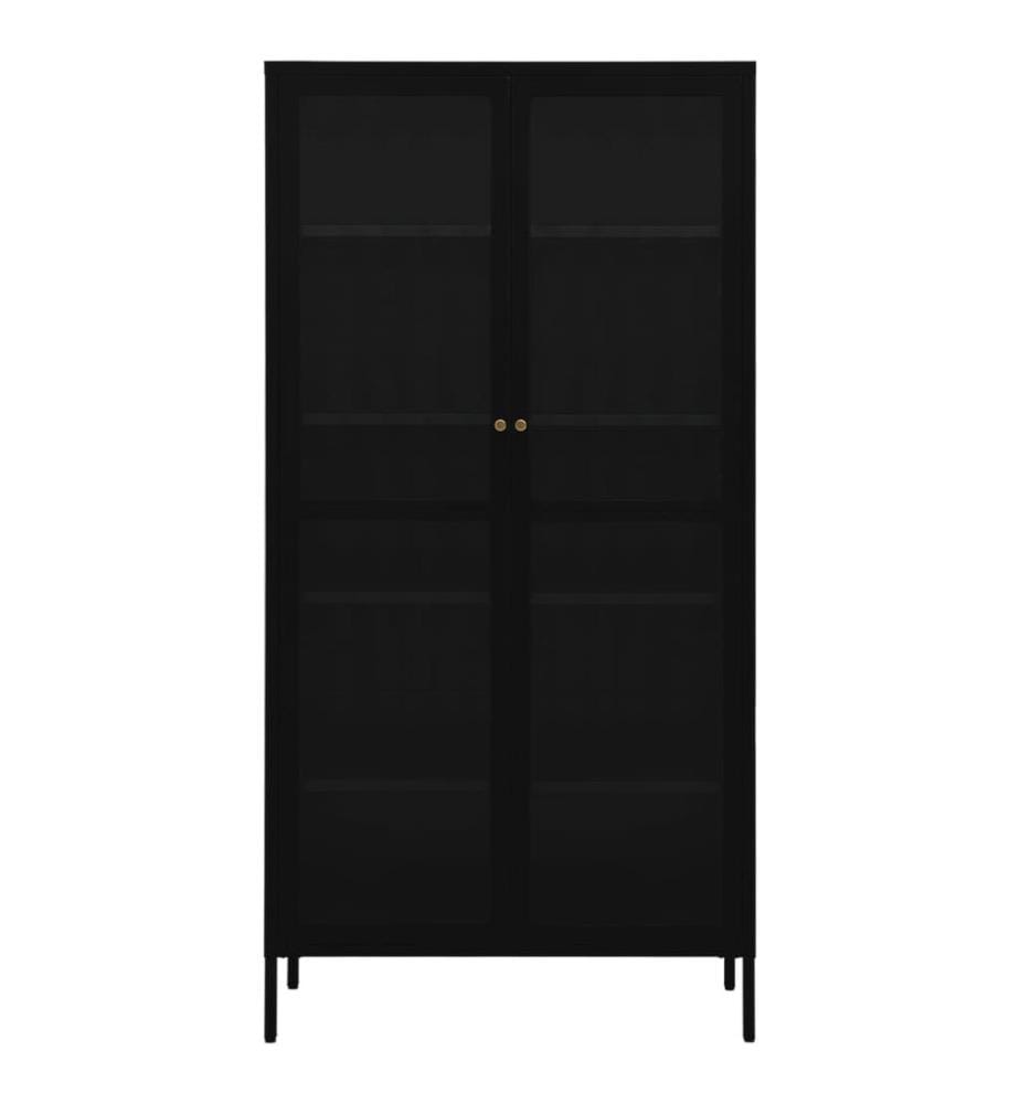 Vitrine Schwarz 90x40x180 cm Stahl und Gehärtetes Glas