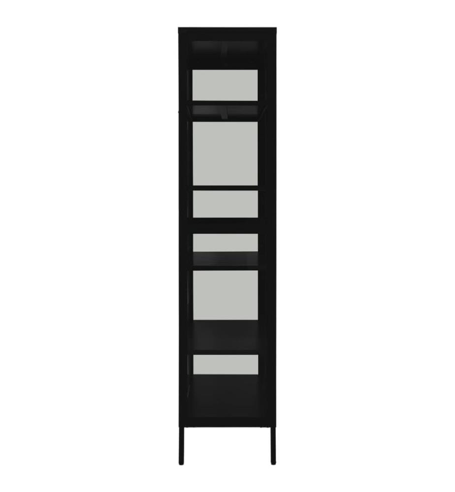 Vitrine Schwarz 90x40x180 cm Stahl und Gehärtetes Glas