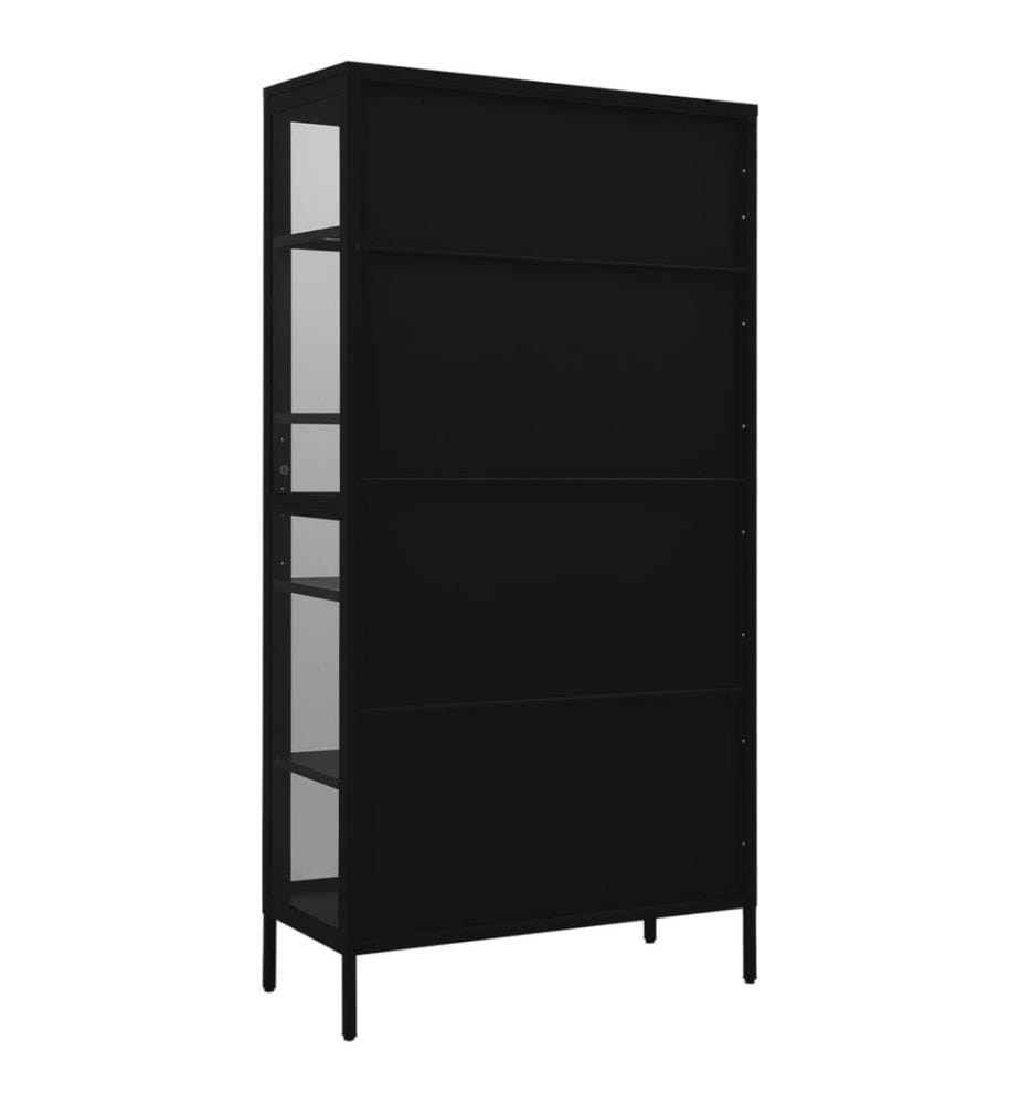 Vitrine Schwarz 90x40x180 cm Stahl und Gehärtetes Glas