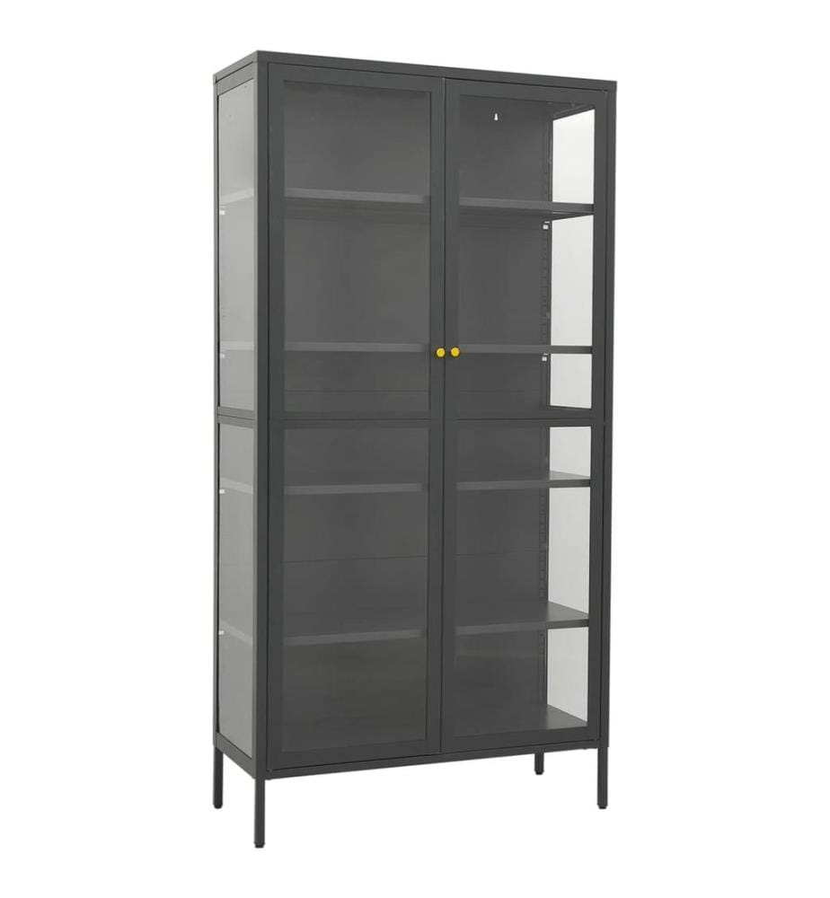 Vitrine Anthrazit 90x40x180 cm Stahl und Gehärtetes Glas
