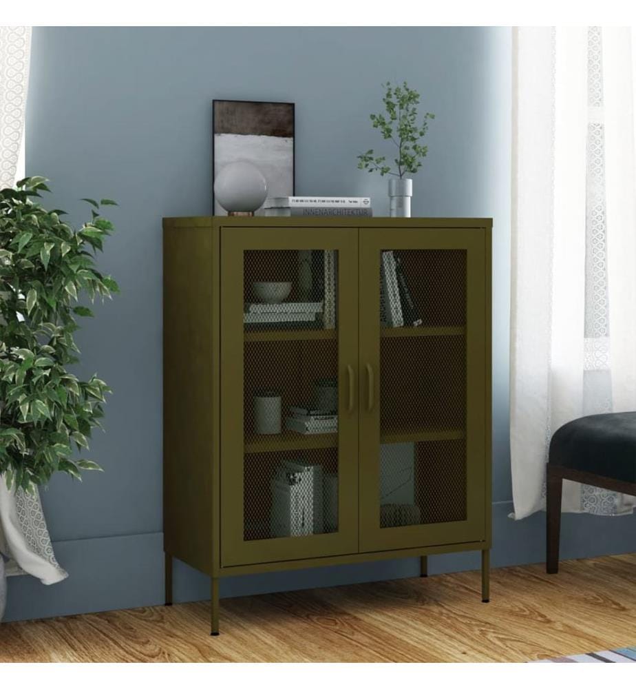 Armoire de rangement Vert olive 80x35x101,5 cm Acier