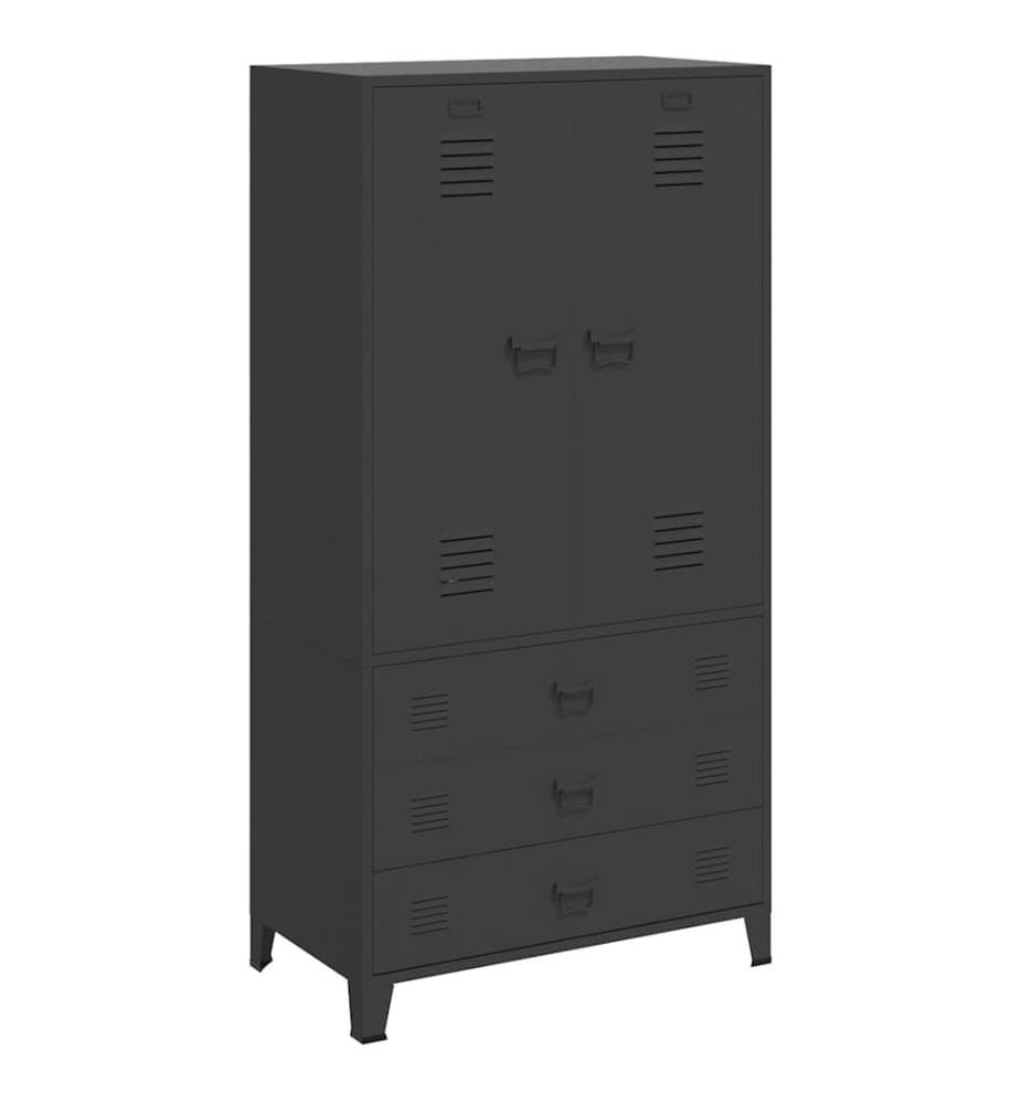 Industrial Kleiderschrank Schwarz 90x50x180 cm Metall