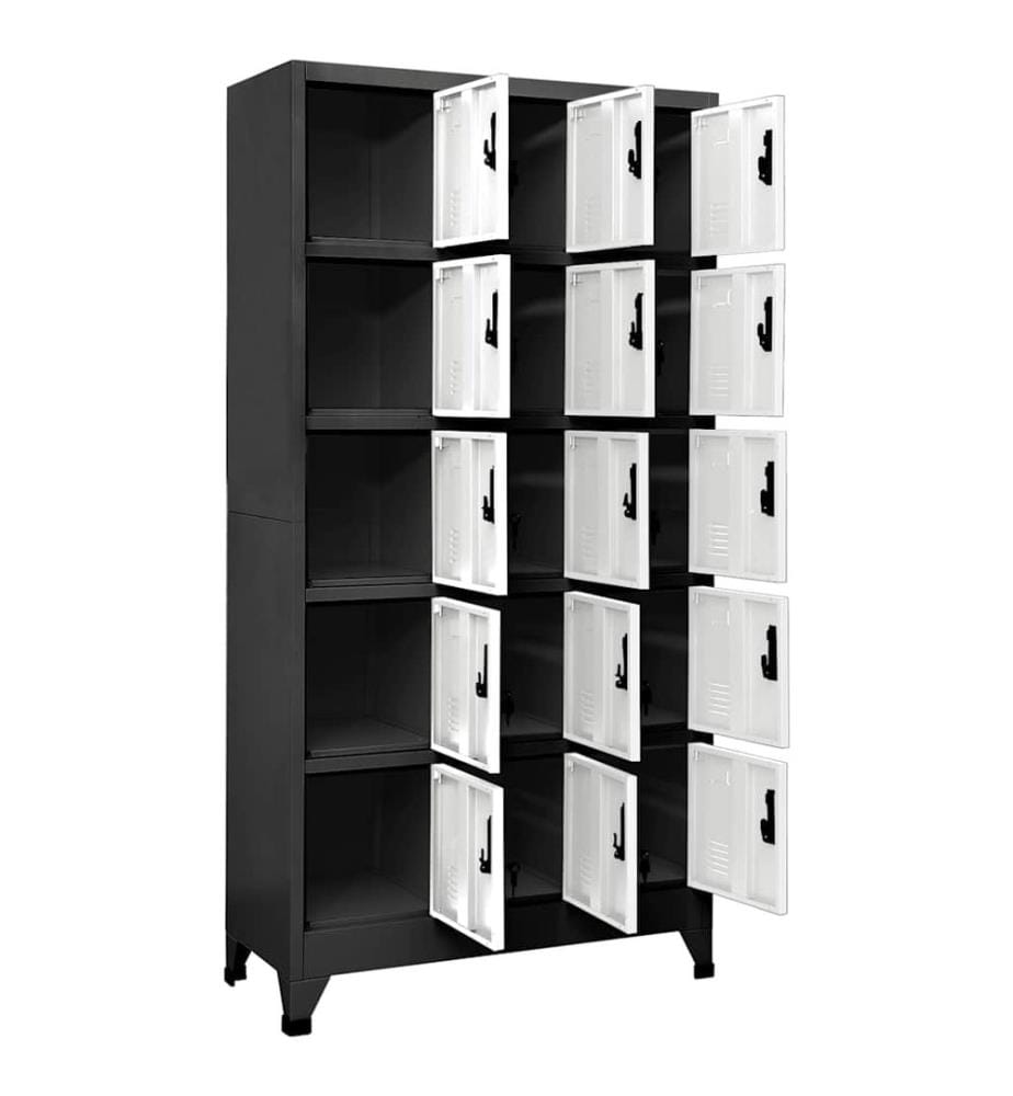Schliessfachschrank Anthrazit und Weiss 90x40x180 cm Stahl
