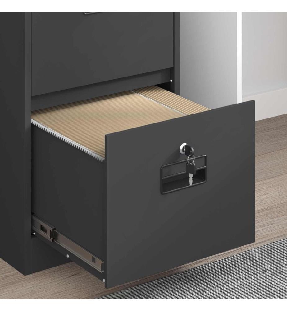 Cabinet de Dossier avec tiroir 2 pcs Noir 44 x 50 x 139 cm
