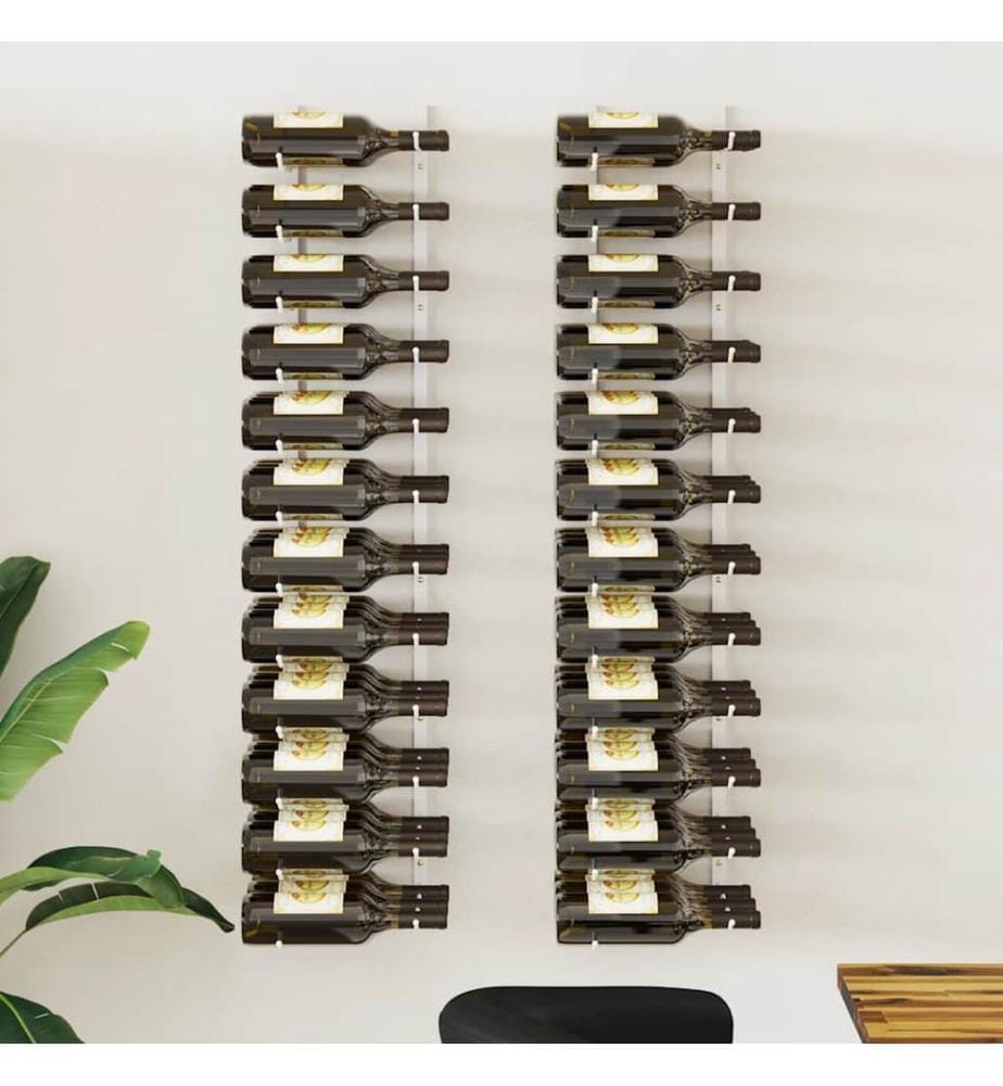Wand-Weinregal für 36 Flaschen 2 Stk. Weiss Eisen