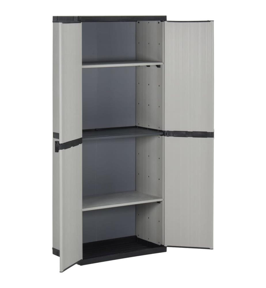 Armoire de rangement de jardin 3 étagères Gris/noir 68x40x168cm