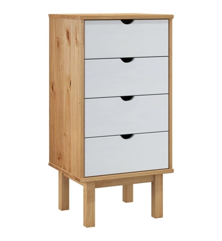 Commode OTTA marron et blanc 45x39x90 cm bois de pin massif