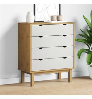Commode OTTA Marron et blanc 76,5x39,5x90 cm Bois de pin massif