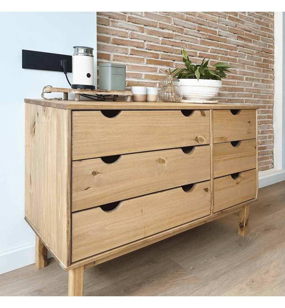 Schubladenschrank OTTA 111x43x73,5 cm Massivholz Kiefer