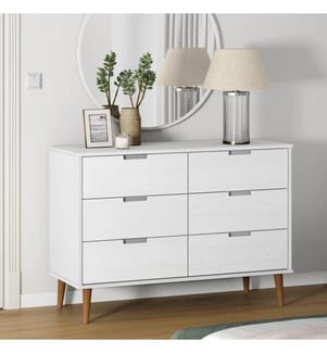 Commode MOLDE Blanc 113x40x80 cm Bois de pin massif