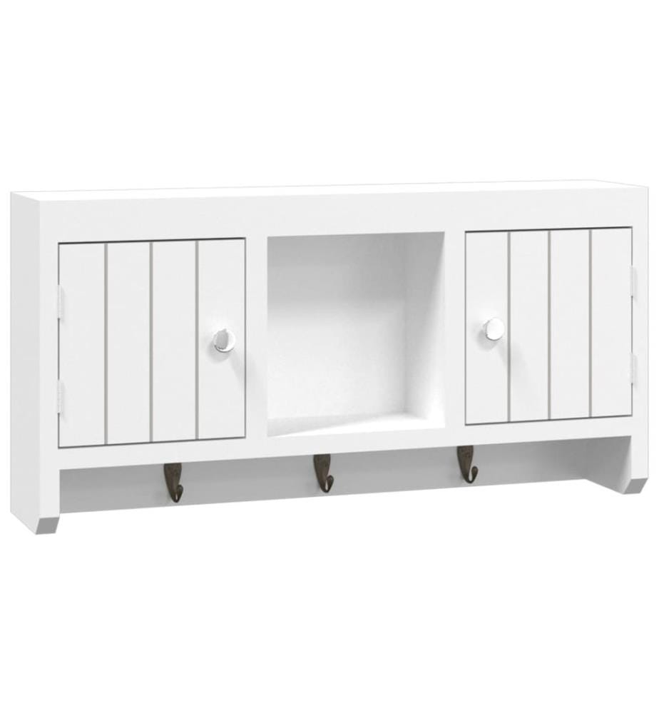 Armoire à clés Blanc 40x8,5x20 cm Bois d'ingénierie et acier