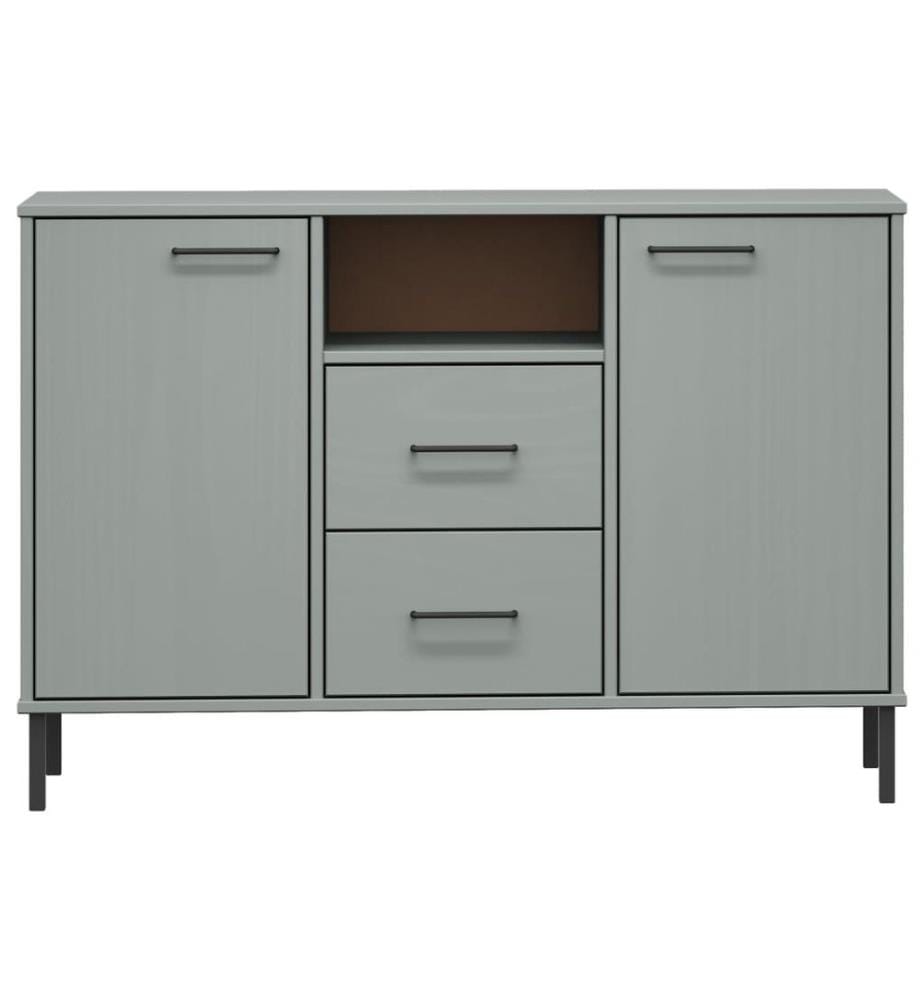 Buffet avec pieds en métal Gris 113x40x77 cm Bois massif OSLO