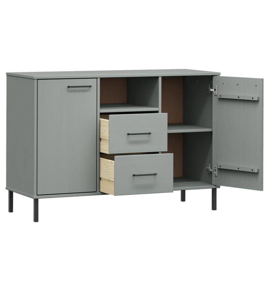 Buffet avec pieds en métal Gris 113x40x77 cm Bois massif OSLO