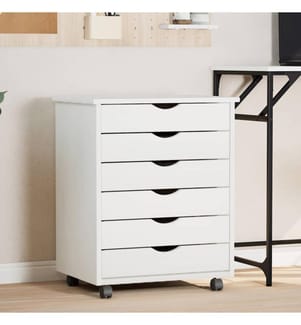 Rollschrank mit Schubladen MOSS Weiss Massivholz Kiefer