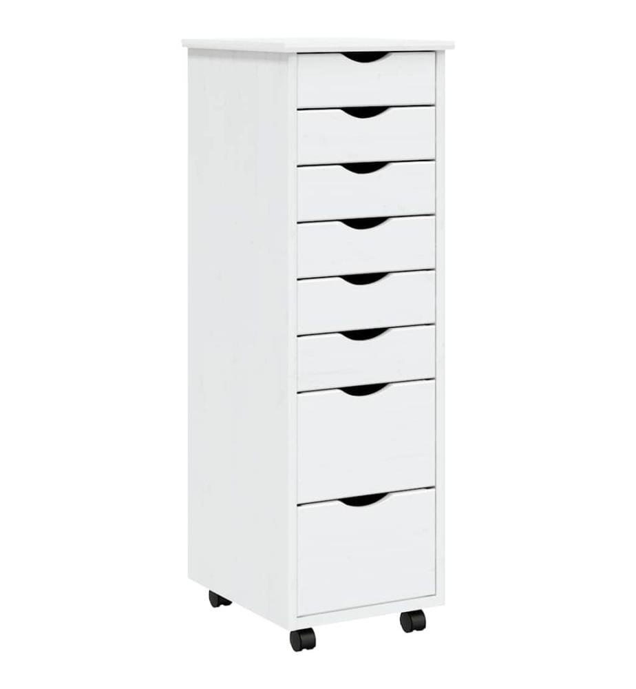 Rollschrank mit Schubladen MOSS Weiss Massivholz Kiefer