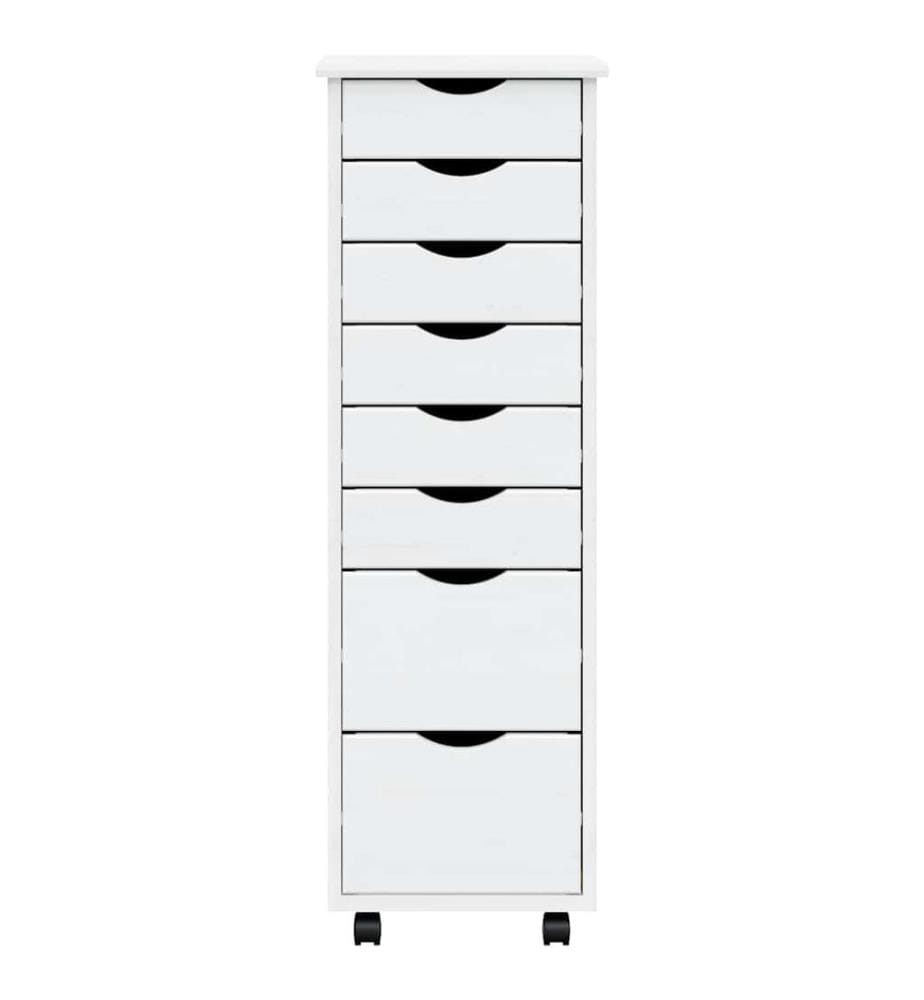 Rollschrank mit Schubladen MOSS Weiss Massivholz Kiefer