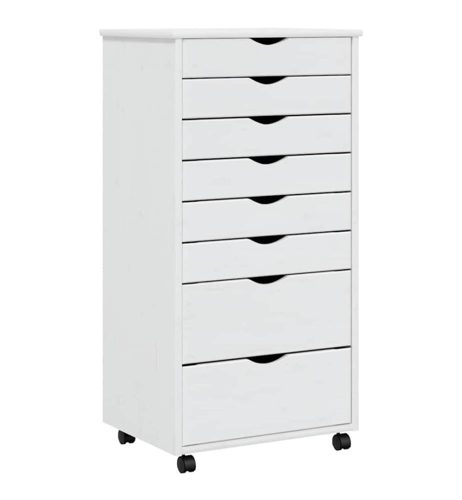 Rollschrank mit Schubladen MOSS Weiss Massivholz Kiefer