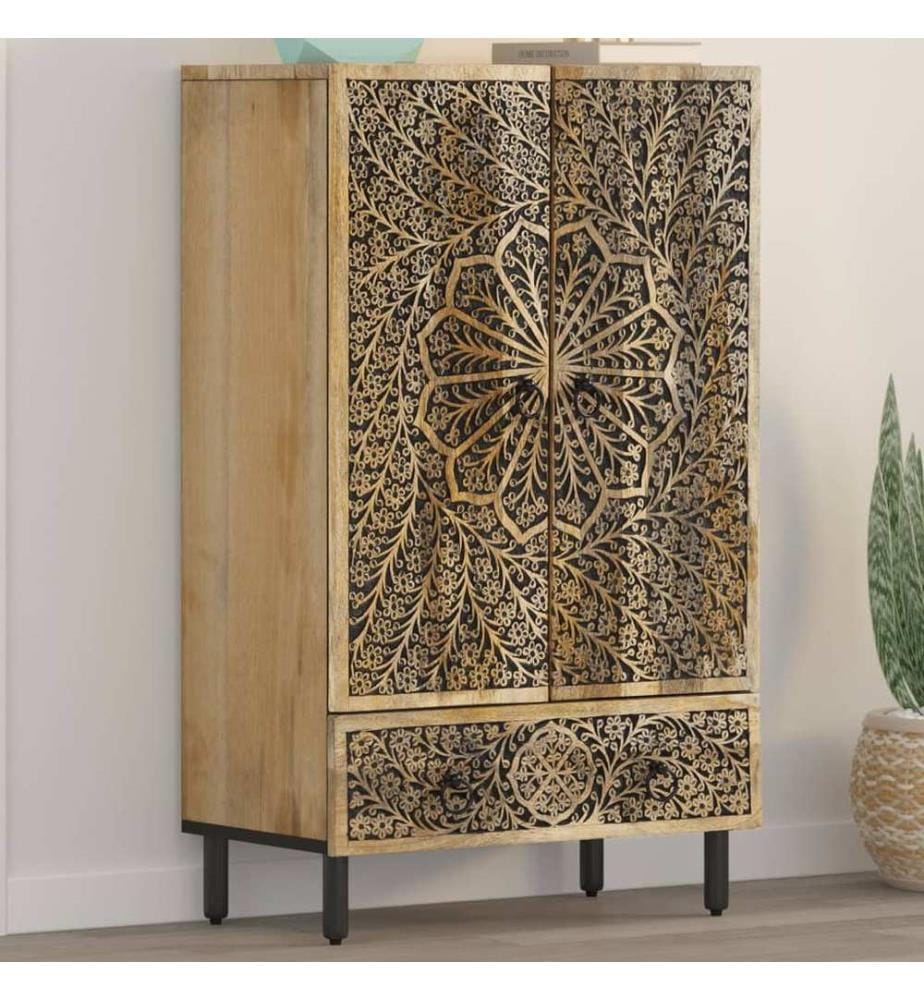 Buffet 60x33x100 cm bois de manguier massif