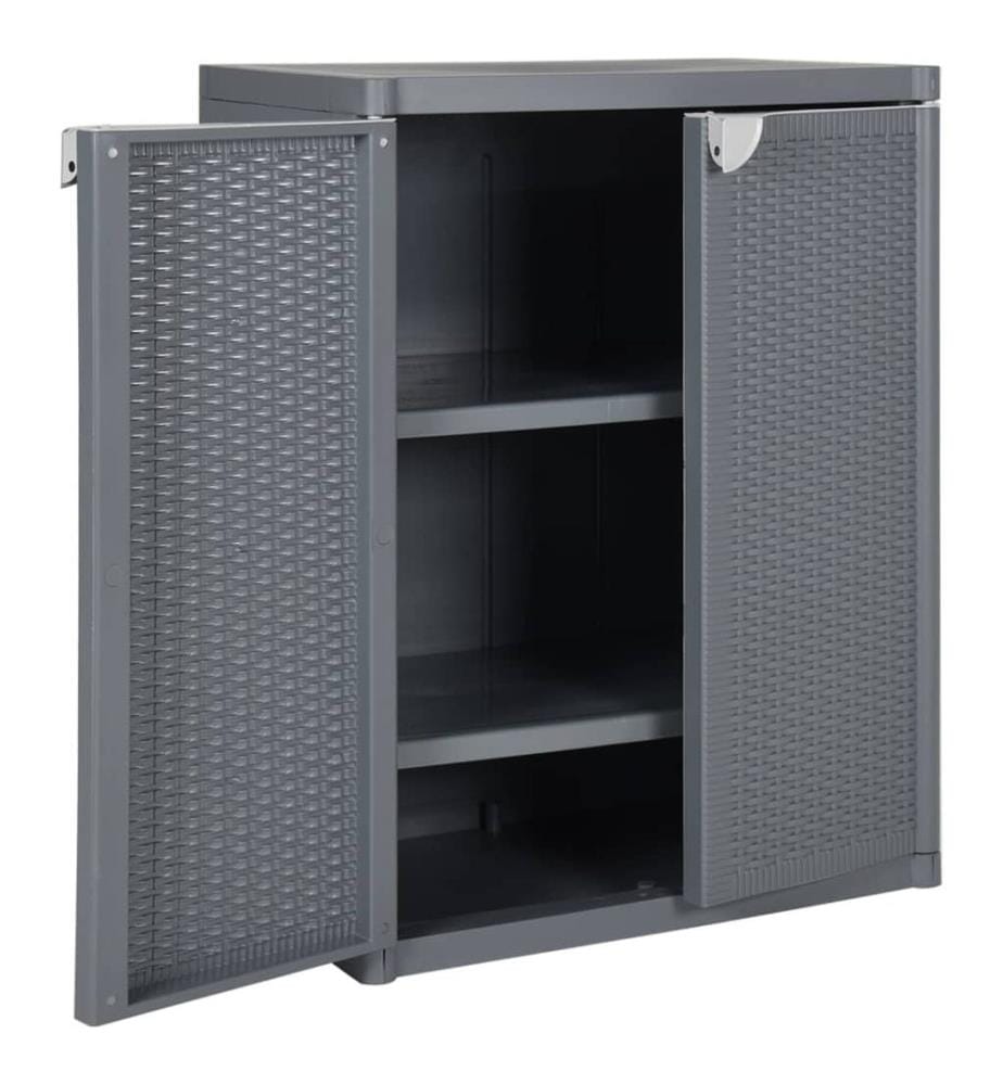 Armoire de rangement de jardin gris 65x45x88 cm PP rotin