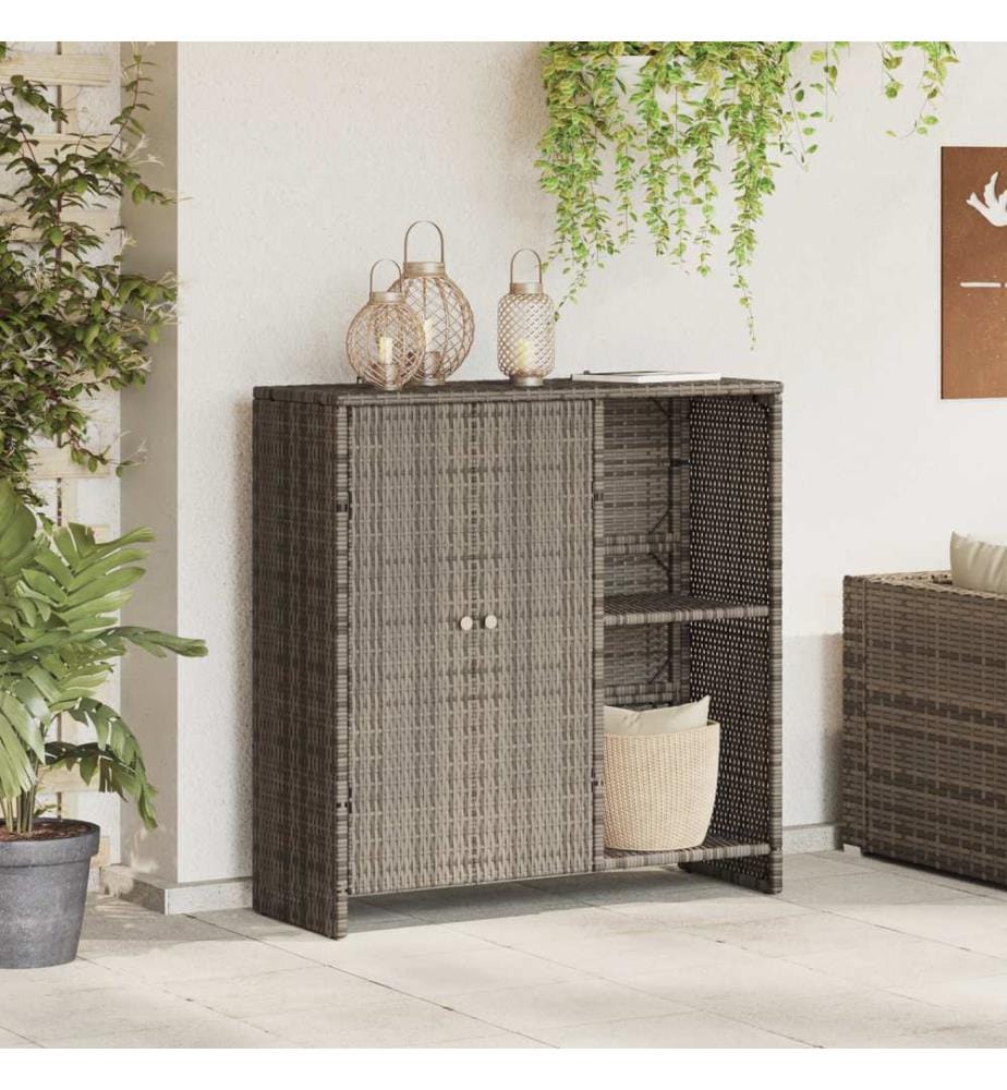Aufbewahrungsschrank mit Regal Grau 100 x 36 x 102 cm Rattan