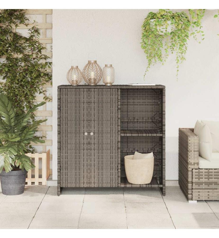 Aufbewahrungsschrank mit Regal Grau 100 x 36 x 102 cm Rattan