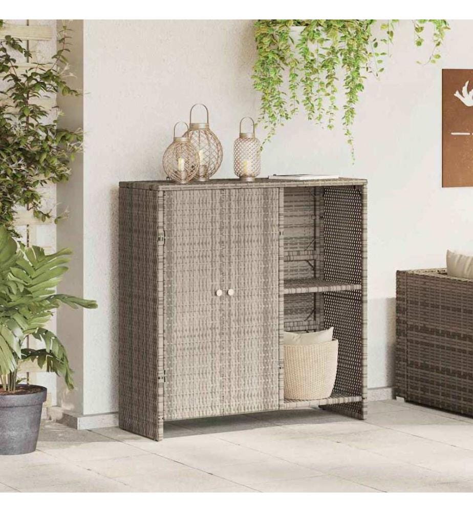 Aufbewahrungsschrank mit Tür Hellgrau 100 x 36 x 102 cm Rattan