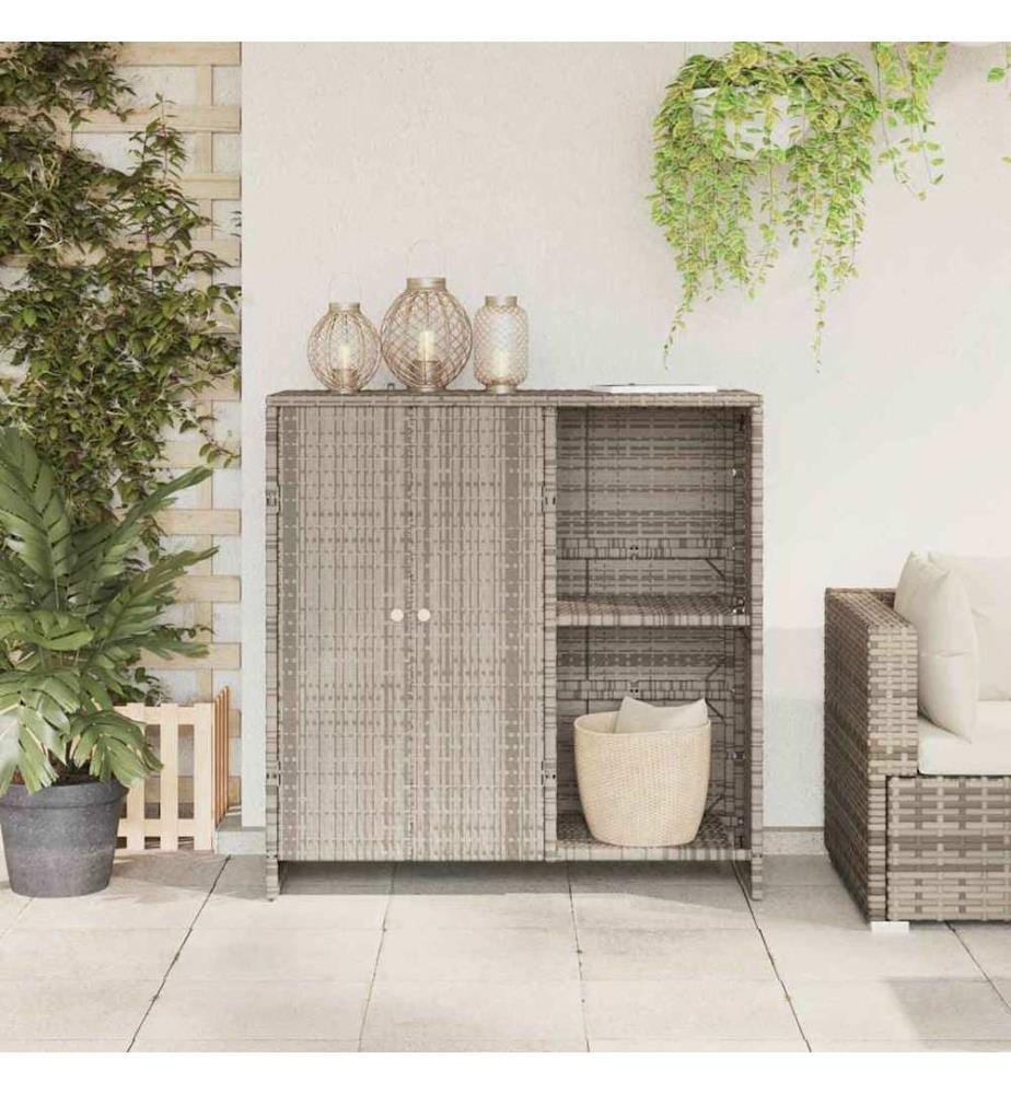 Aufbewahrungsschrank mit Tür Hellgrau 100 x 36 x 102 cm Rattan