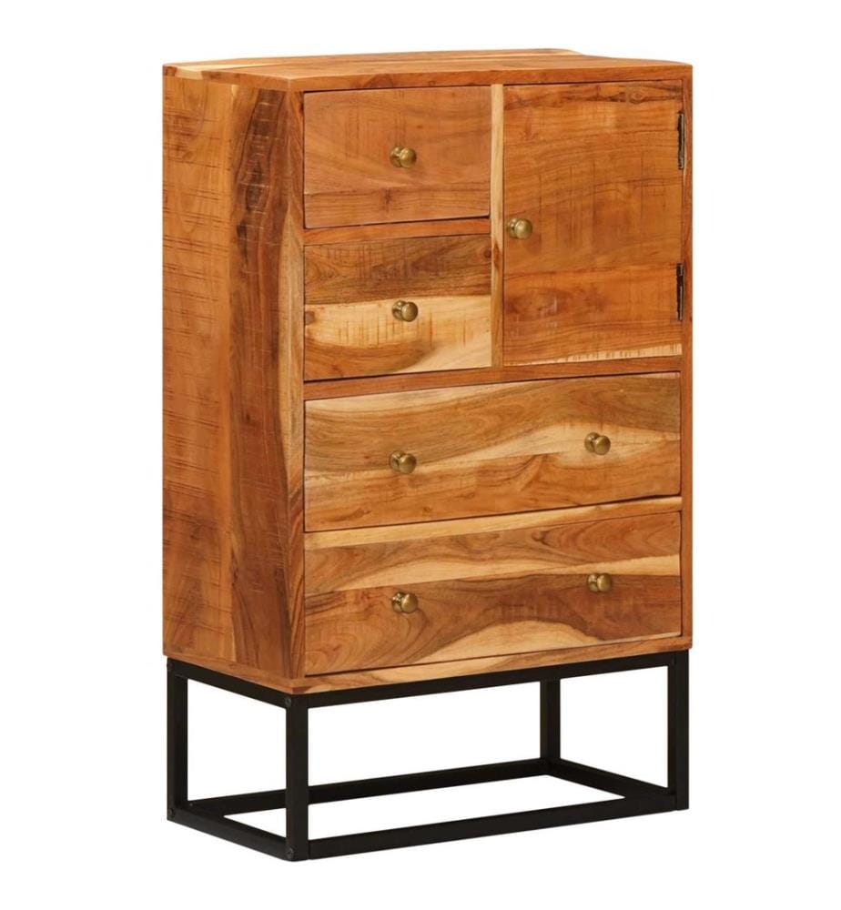 Commode avec porte Naturel 55 x 30 x 90 cm Bois d'Acacia Massif