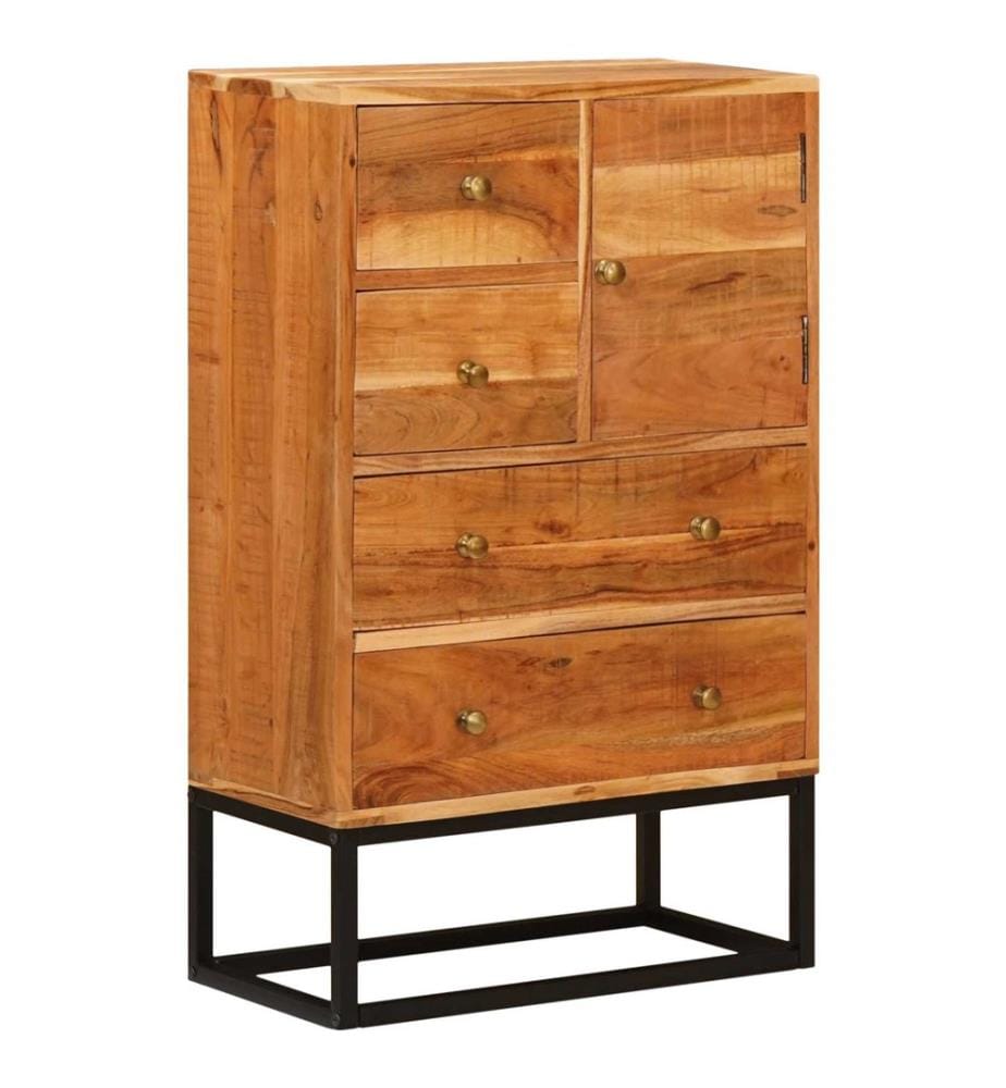 Commode avec porte Naturel 55 x 30 x 90 cm Bois d'Acacia Massif