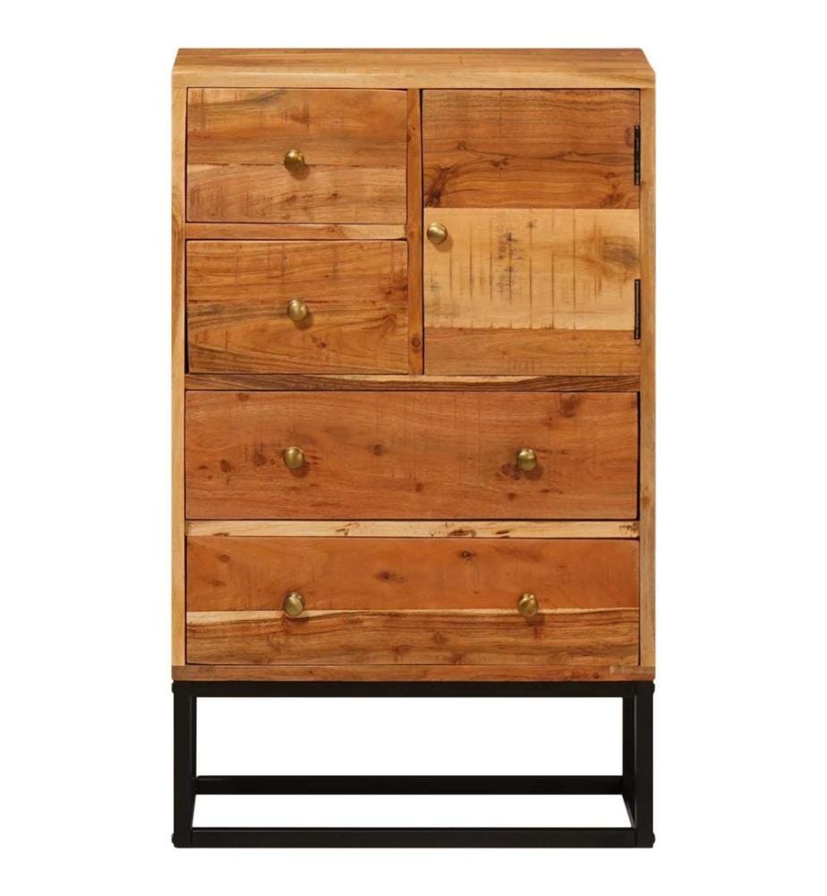 Commode avec porte Naturel 55 x 30 x 90 cm Bois d'Acacia Massif