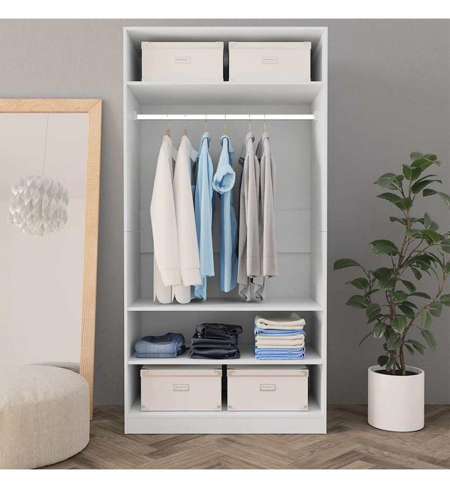 Kleiderschrank Weiss 100×50×200 cm Holzwerkstoff