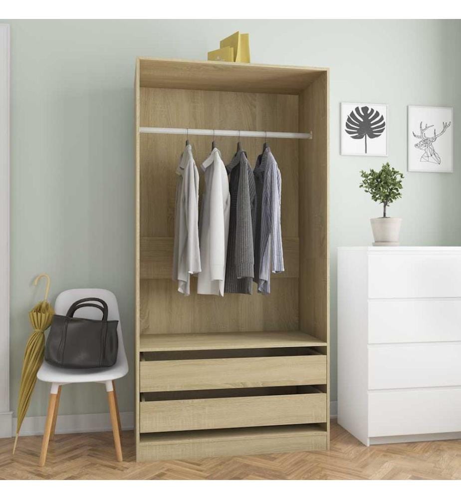 Kleiderschrank Sonoma-Eiche 100x50x200 cm Holzwerkstoff
