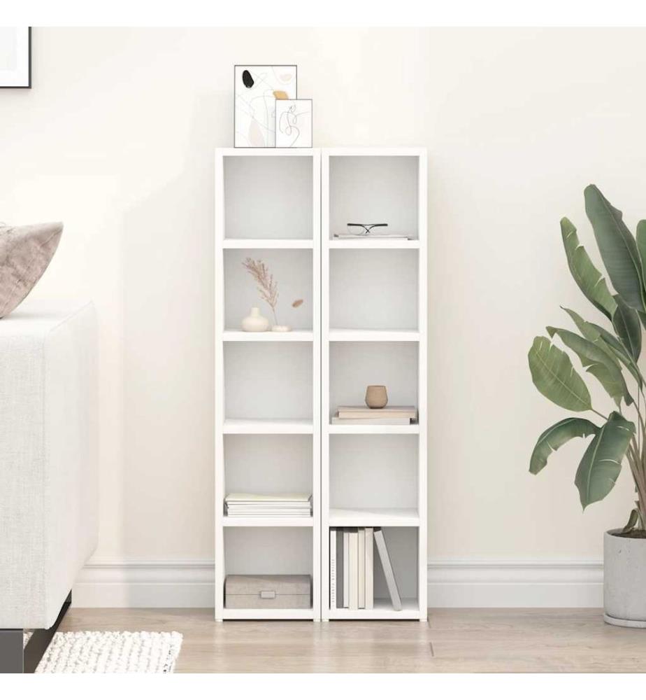 CD-Regale 2 Stk. Weiss 21x16x93,5 cm Holzwerkstoff