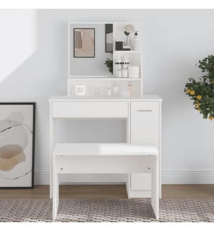 Coiffeuse avec miroir blanc 86,5x35x136 cm