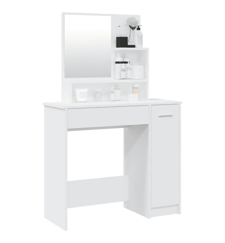 Schminktisch mit Spiegel Weiss 86,5x35x136 cm