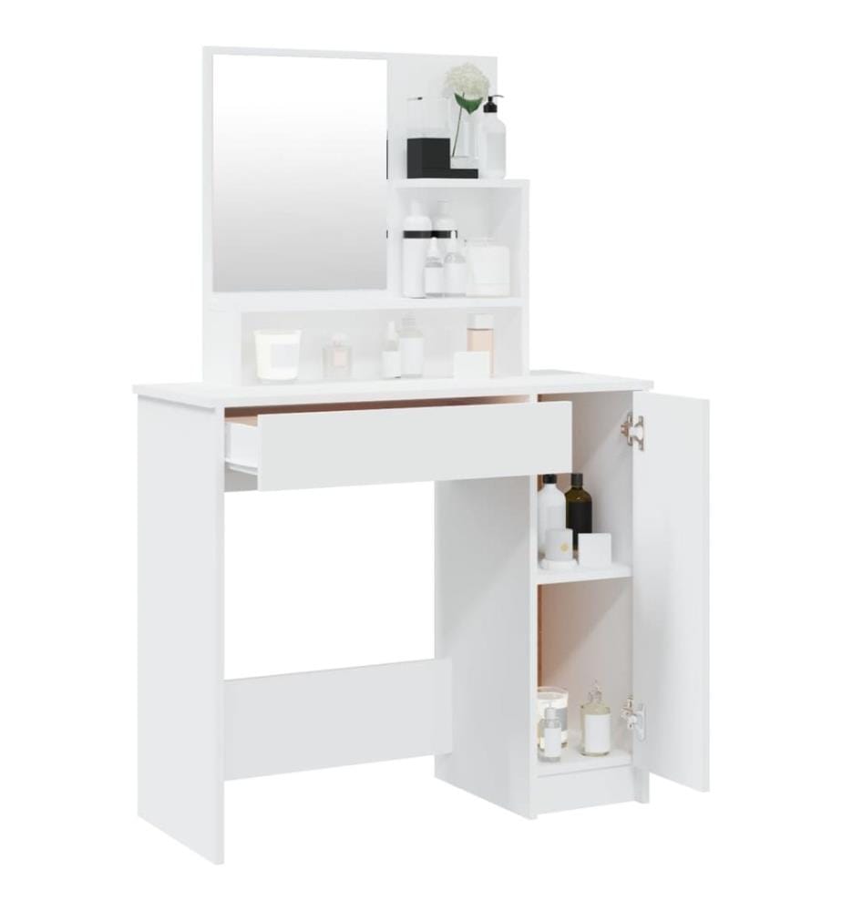 Schminktisch mit Spiegel Weiss 86,5x35x136 cm