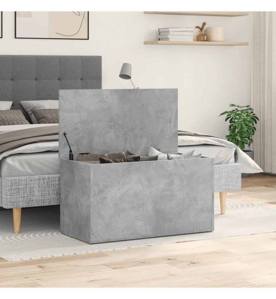 Coffre de rangement Gris béton 84x42x46 cm Bois d'ingénierie