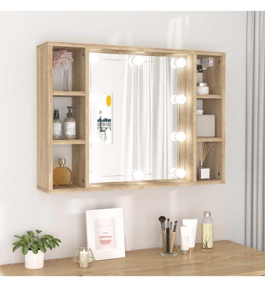 Spiegelschrank mit LED Sonoma-Eiche 76x15x55 cm
