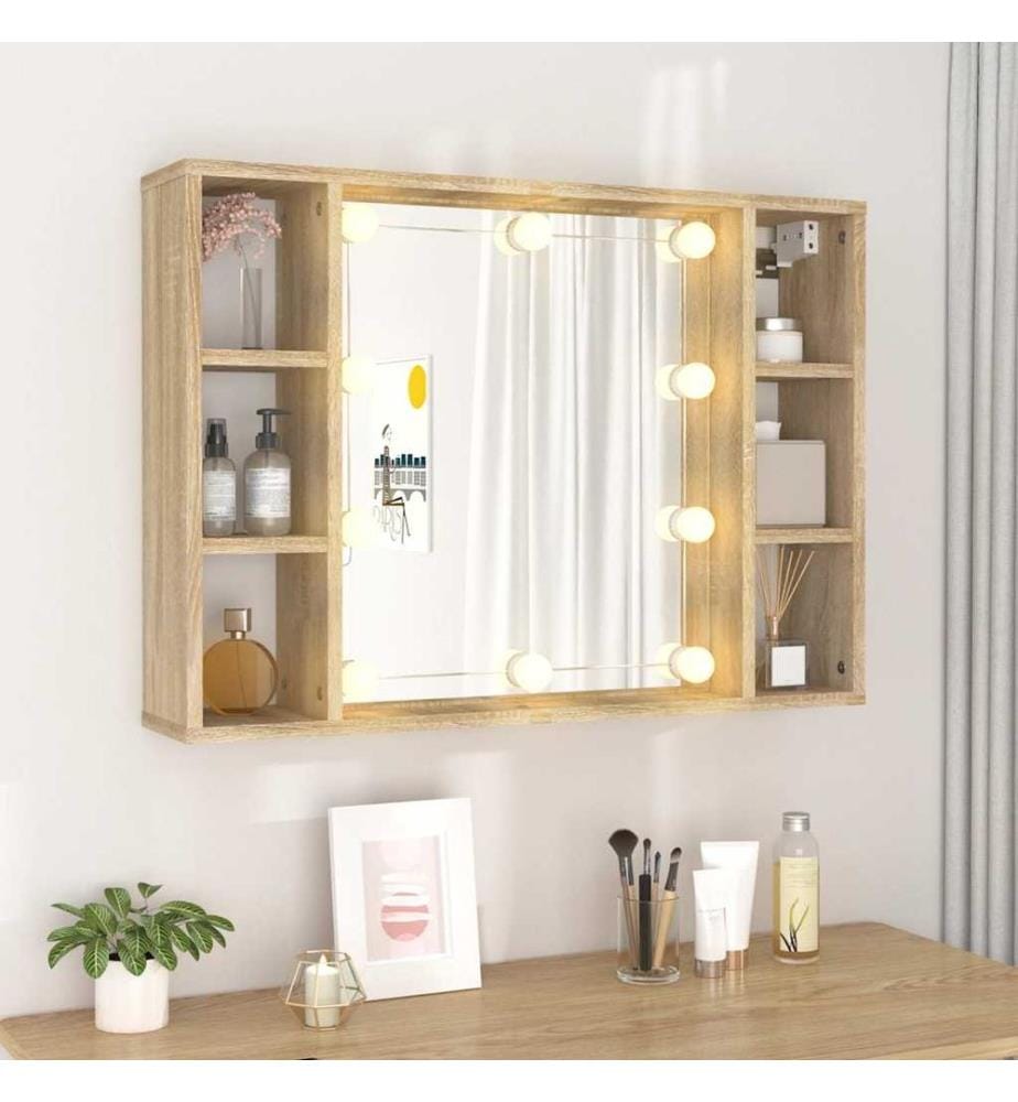 Spiegelschrank mit LED Sonoma-Eiche 76x15x55 cm