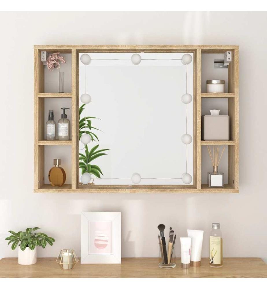 Spiegelschrank mit LED Sonoma-Eiche 76x15x55 cm