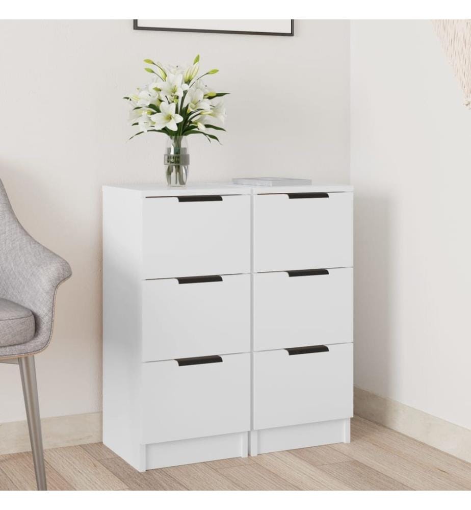 Buffets 2 pcs blanc 30x30x70 cm bois d'ingénierie
