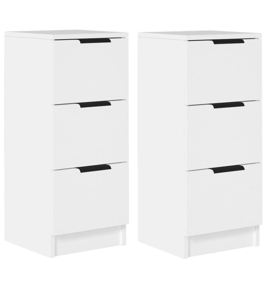 Buffets 2 pcs blanc 30x30x70 cm bois d'ingénierie