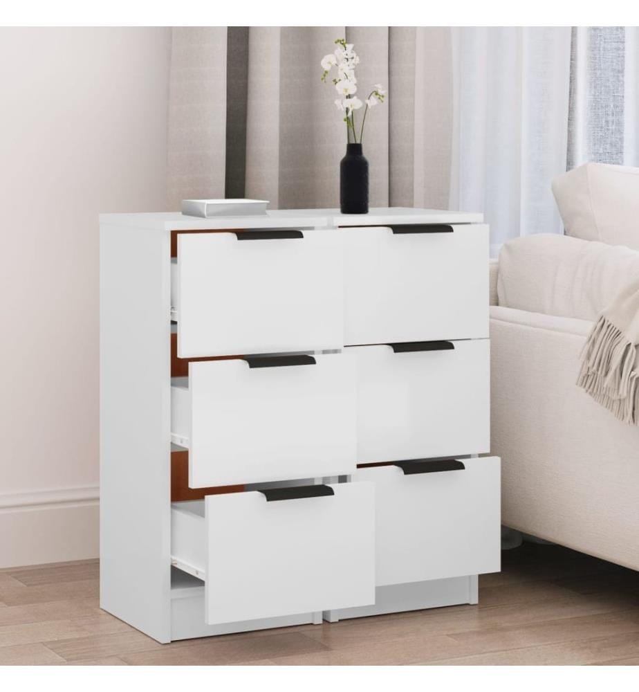 Buffets 2 pcs blanc 30x30x70 cm bois d'ingénierie