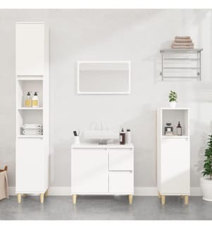 Armoire de salle de bain blanc 30x30x190 cm bois d'ingénierie