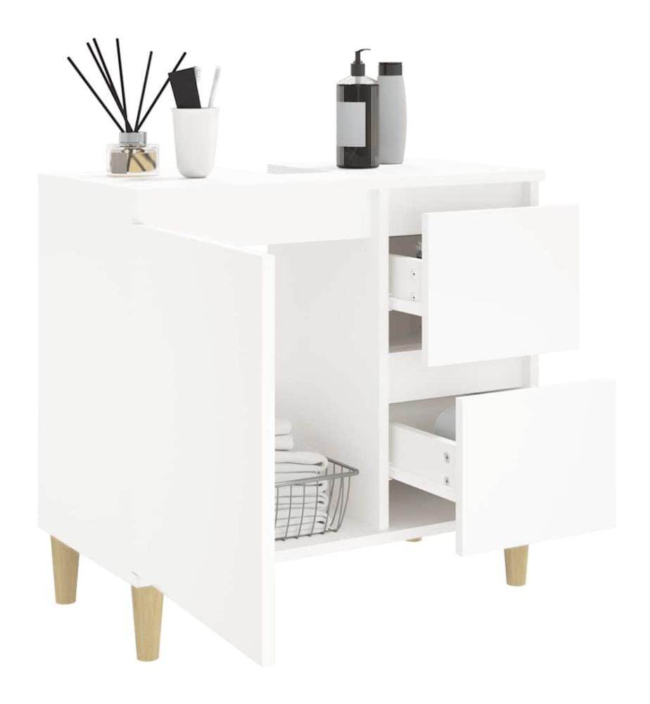 Badschrank Weiss 65x33x60 cm Holzwerkstoff