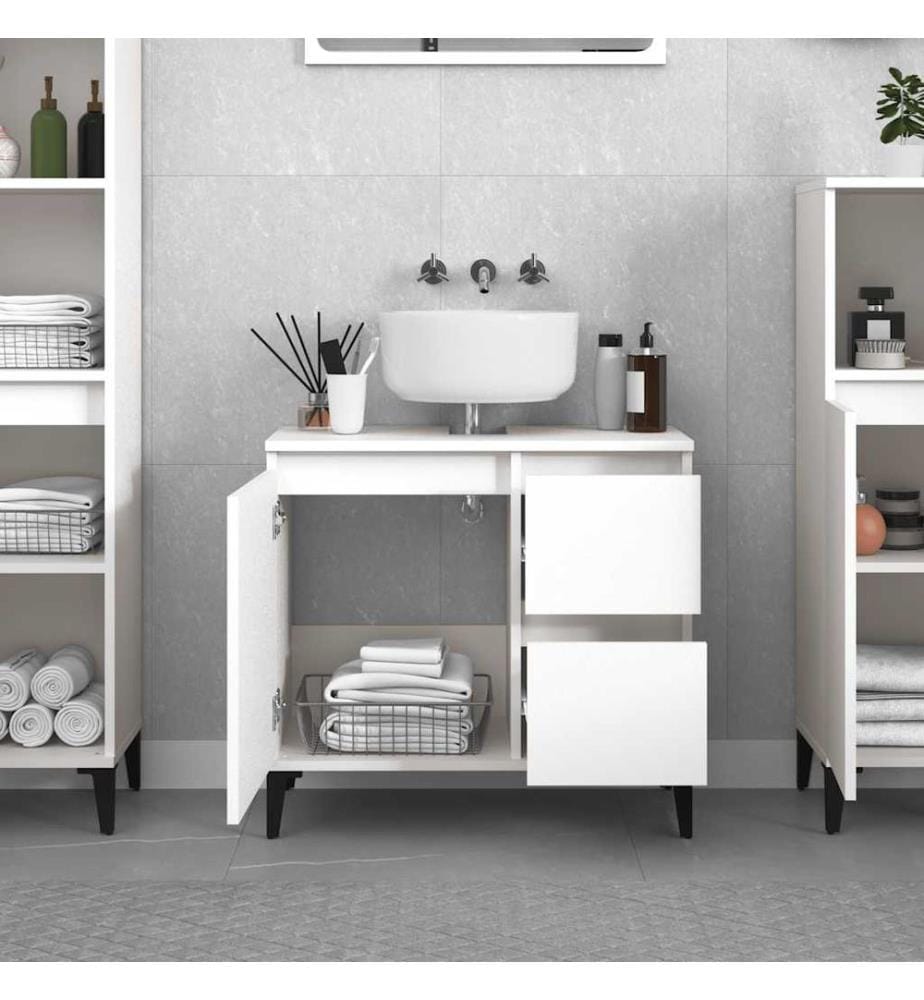 Badschrank Weiss 65x33x60 cm Holzwerkstoff