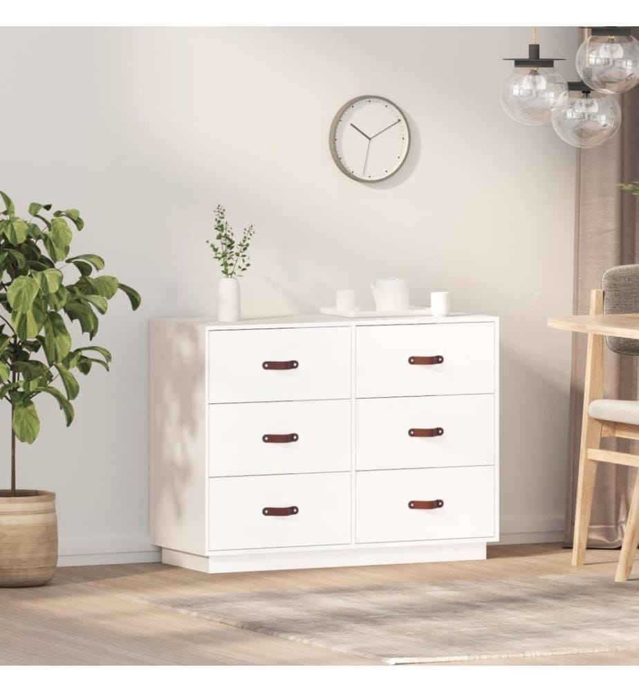 Sideboard Weiss 100x40x75 cm Massivholz Kiefer
