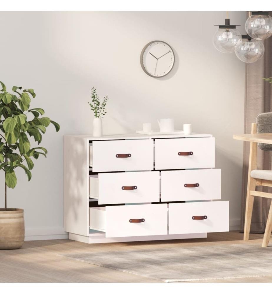 Sideboard Weiss 100x40x75 cm Massivholz Kiefer
