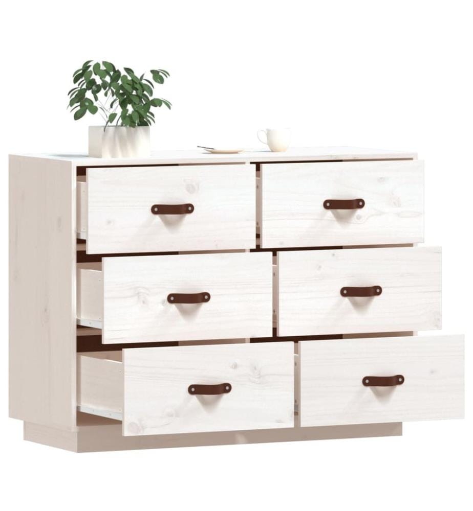 Sideboard Weiss 100x40x75 cm Massivholz Kiefer