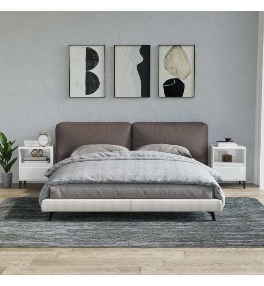 Tables de chevet 2 pcs Blanc brillant 40x35x50 cm